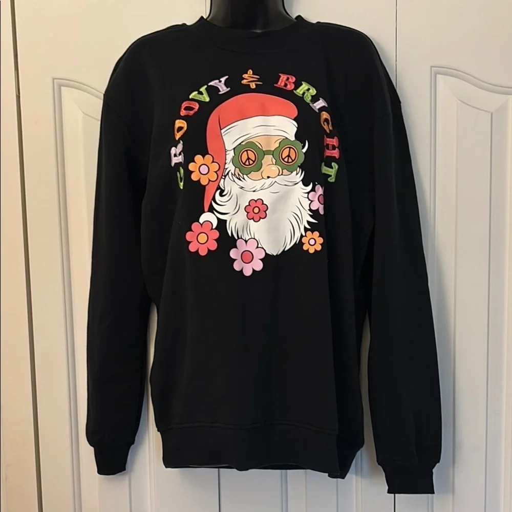 Better Together Groovy & Bright Black Sweater Unisex Size Small